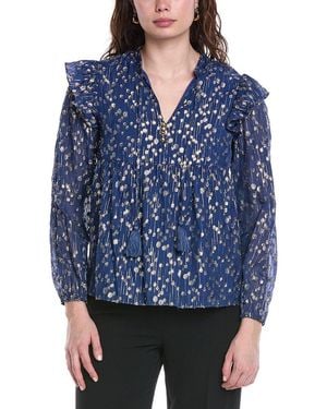 Sail To Sable Ruffle Front Top - Blue