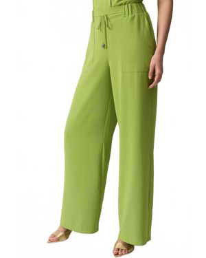 Joseph Ribkoff Woven Pull On Wide Leg Pants - Green