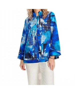Lemon Grass Stand Collar Reversible Jacket - Blue