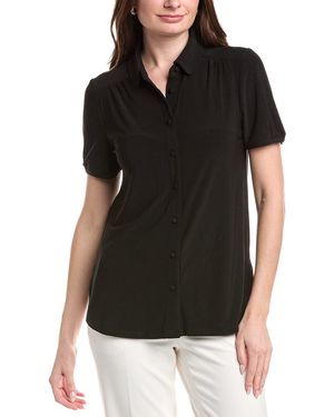 Anne Klein Collared Top - Black
