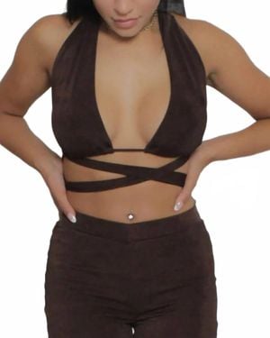 Peppermayo Beverly Tie Crop Top - Black