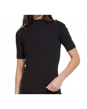 Lyssé Bernadette Short Sleeve Ribbed Top - Black