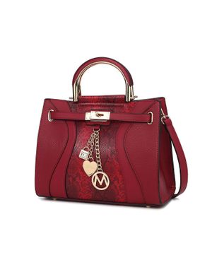 MKF Cassia Snake Embossed Vegan Leather Satchel Bag By Mia K - Red