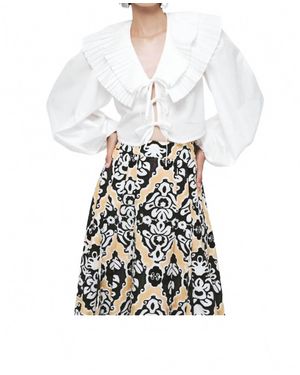 De Loreta Aurelia Long Sleeve Blouse - White