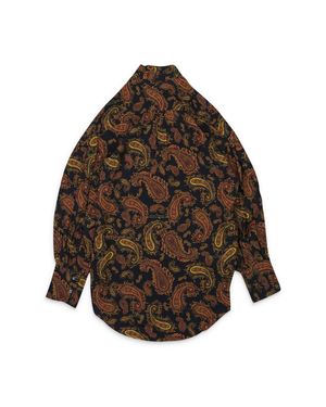 ROKH Paisley Mix Double Tie Neck Button-Up - Brown