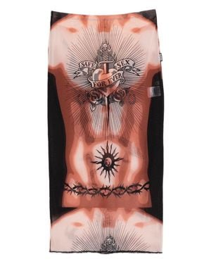 Jean Paul Gaultier Tattoo-Print Fitted Midi Skirt - Pink