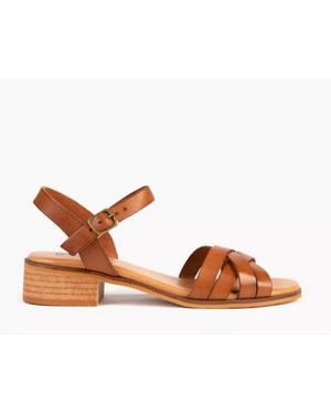 Penelope Chilvers Heeled Shepherdess Leather Sandal - Brown