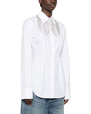 Sportmax Tailored Shirt With-Tone Chain Fringe Detail - White