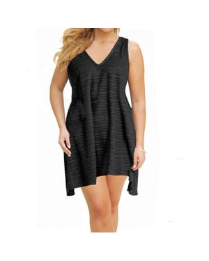 Jordan Taylor Plus Size V-Neck Handkerchief Dress - Black