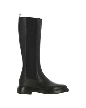 Thom Browne Pebble Grain Knee High Chelsea Boots - Black