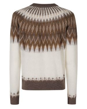 Roberto Collina Fair Isle Knit Sweater With Ribbed Edges - Brown
