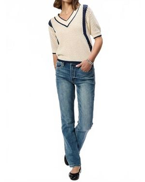 Another Love Priscilla Striped V-Neck Top - Blue
