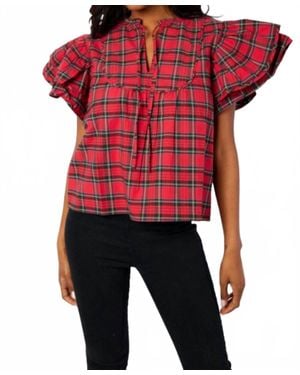 Sail To Sable Ruffle Sleeve Top - Red