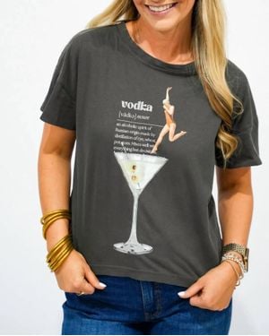All Us Vodka Jump Hi-Lo Tee - Gray