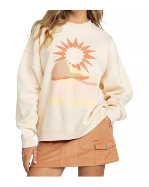 Roxy Lineup Oversized Crew Sweatshirt - Natural