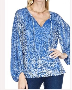 J joy Burnout Peasant Blouse - Blue