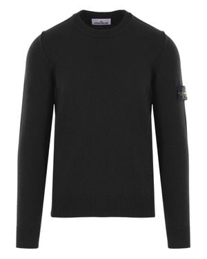Stone Island Crew-Neck Sweater With Technical Detailing - Black