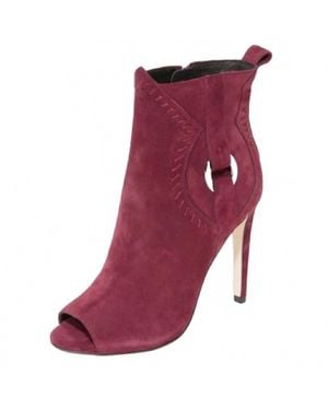 Rebecca Minkoff Ridley Suede Leather Peep Toe Ankle Booties - Purple