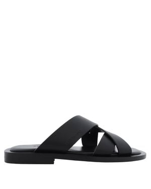 Ferragamo Ferragamo Venice Cross-Strap Leather Sandals - Black