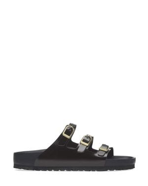 Birkenstock Adjustable Buckle Sandals With Contoured Footbed - Black