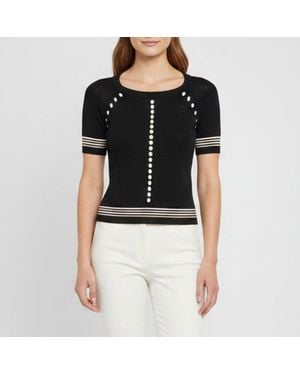Rochas Logo Detail Rib Knit Cut Out Top - Black