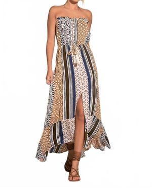 Elan Strapless Maxi Dress With Front Slit - Natural