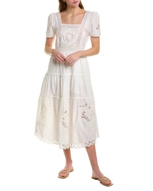 LoveShackFancy Prairie Midi Dress - Natural