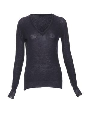 JOSEPH Cashmere Semi Sheer V Neck Sweater - Blue