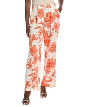 Laundry by Shelli Segal Blossoming Linen-Blend Pleated Pant - Orange