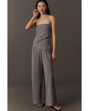 Self Contrast Strapless Jumpsuit - Gray