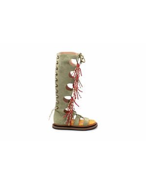 Hogan Lace-Up Tassel Sandal - Black