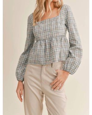 Sadie & Sage Making Memories Plaid Top - Gray