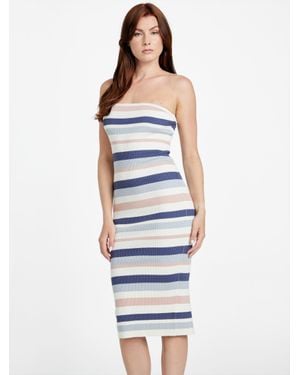 Guess Mary Strapless Midi Sweater Dress - Blue