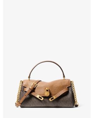 Michael Kors Hamilton Moderne Extra-Small Signature Logo Slouchy Crossbody Bag - Natural