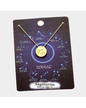 Fashnzfab Sagittarius _ Zodiac Pendant Necklace - Purple