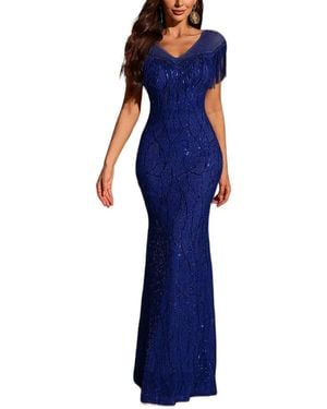 VIBI Embellished Maxi Dress - Blue