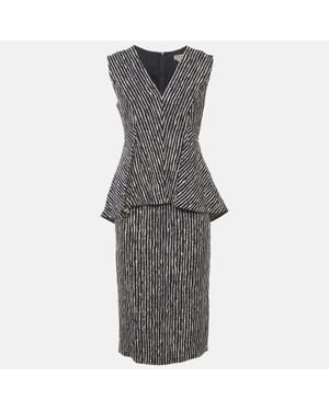 Sportmax Stripe Crepe Peplum Mini Dress - Gray