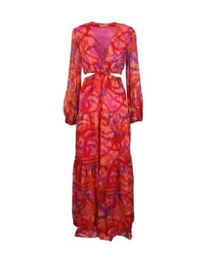 Dondup Long Chiffon Dress - Red