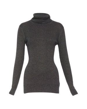 Dries Van Noten Metallic Lurex Viscose Blend Ribbed Turtleneck Sweater M - Gray