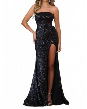 Ava Presley Beaded Sequin Strapless Evening Dress - Black