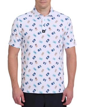 BAD BIRDIE Core Polo Shirt Crushable Beer Can Graphic Pullover Dsgl272 - Blue