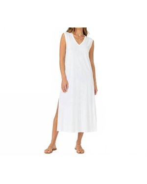 Felicite V-Neck Midi Tee Dress - White