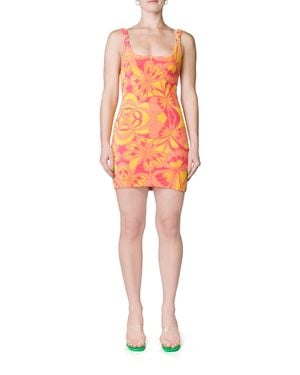 Priscavera Open Back Terry Mini Dress - Red