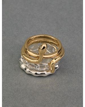 Lucky Brand Two Tone Snake Ring Stack - Gray