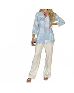 Just Darviny V-Neck Tunic Shirt - Blue