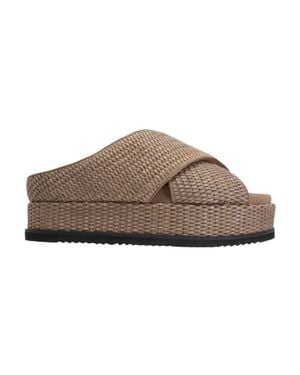 Roam Cross Stack Raffia Platform Sandals - Brown
