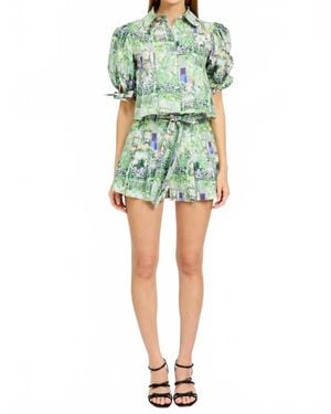 En Saison Molly Belted Shorts - Green