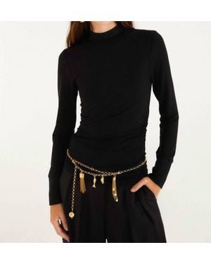 FARM Rio Jersey Long Sleeved Blouse - Black