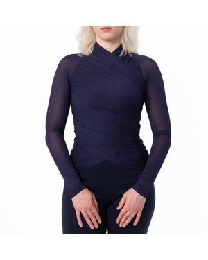 Ferragamo Ferragamo Ruched Long-Sleeve Top - Blue