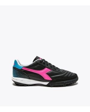 Diadora Calcetto Lt 101.180571 Size 6 Leather Turf Soccer Shoes Tf2392 - Black